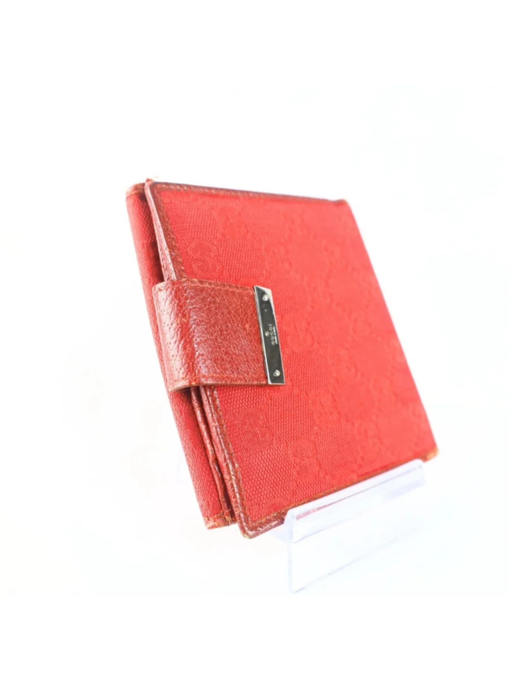 Gucci GG mono Flap Canvas/Leather Red Women Wallet Vintage - Picture 7 of 16